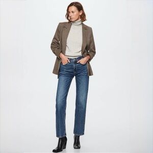 ZARA High Rise Straight Leg Blue Denim Jeans Button Fly Size 2